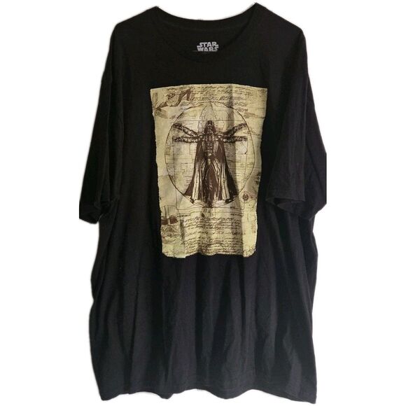 Star Wars Darth Vader Vitruvian Man Graphic Shirt Mens Size 2X XXL Black Beige - Picture 1 of 11